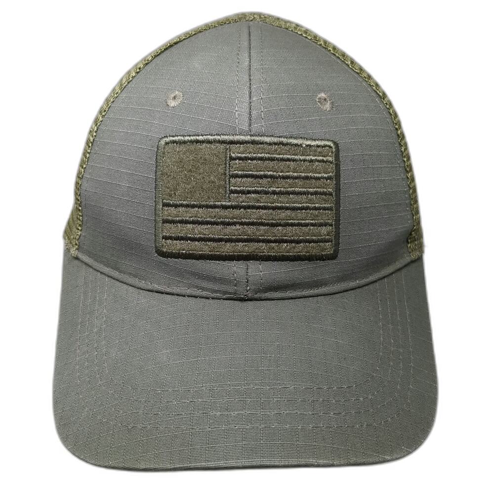 Highland Tactical Trucker Hat Green One Size Mesh Back Embroidered US Flag